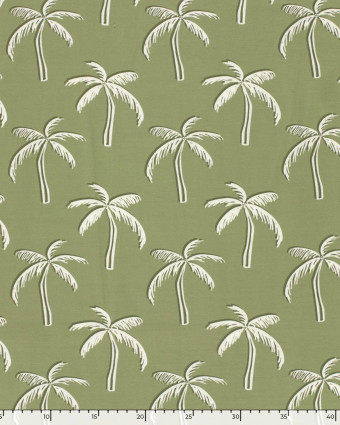 Tissu Jersey de Coton Vert Motif Palmiers - Mercerine