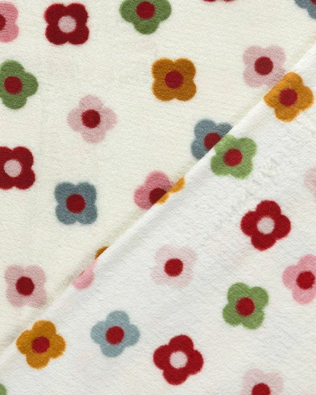 Tissu Doudou Ecru Petites Fleurs Multicolores - Mercerine