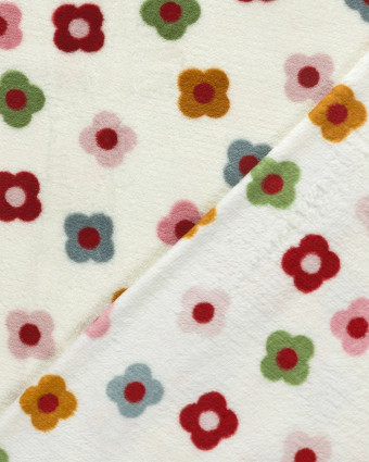 Tissu Doudou Ecru Petites Fleurs Multicolores - Mercerine