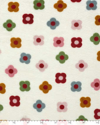 Tissu Doudou Ecru Petites Fleurs Multicolores - Mercerine