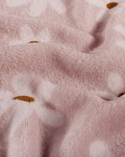 Tissu Doudou Mauve Motif Marguerite  - Mercerine