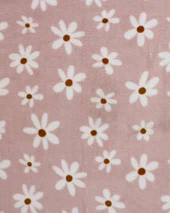 Tissu Doudou Light Mauve Motif Marguerite  - Mercerine