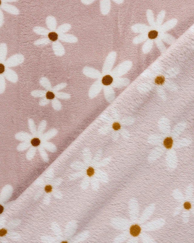 Tissu Doudou Light Mauve Motif Marguerite  - Mercerine