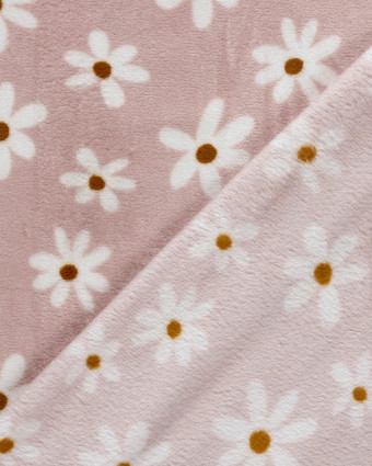 Tissu Doudou Light Mauve Motif Marguerite  - Mercerine