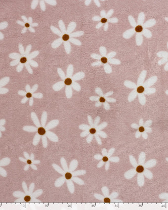 Tissu Doudou Light Mauve Motif Marguerite  - Mercerine