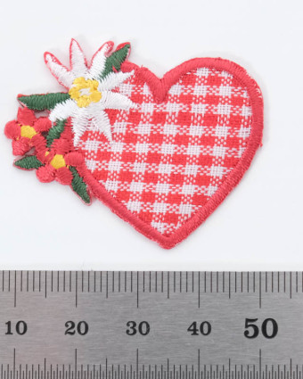 Badge thermocollant Cœur vichy rouge edelweiss - Mercerine