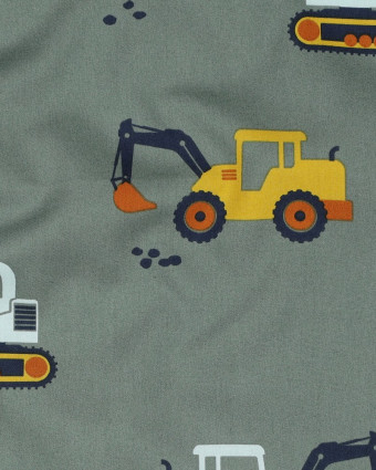 Popeline de Coton Engin de Chantier Vert Kaki - Mercerine