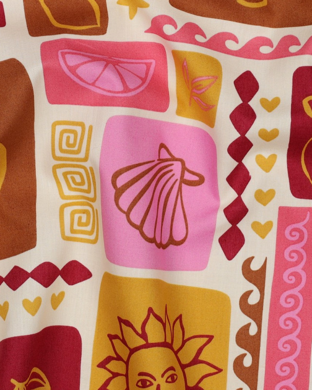 Popeline de Coton Summer Patchwork Ecru - Mercerine