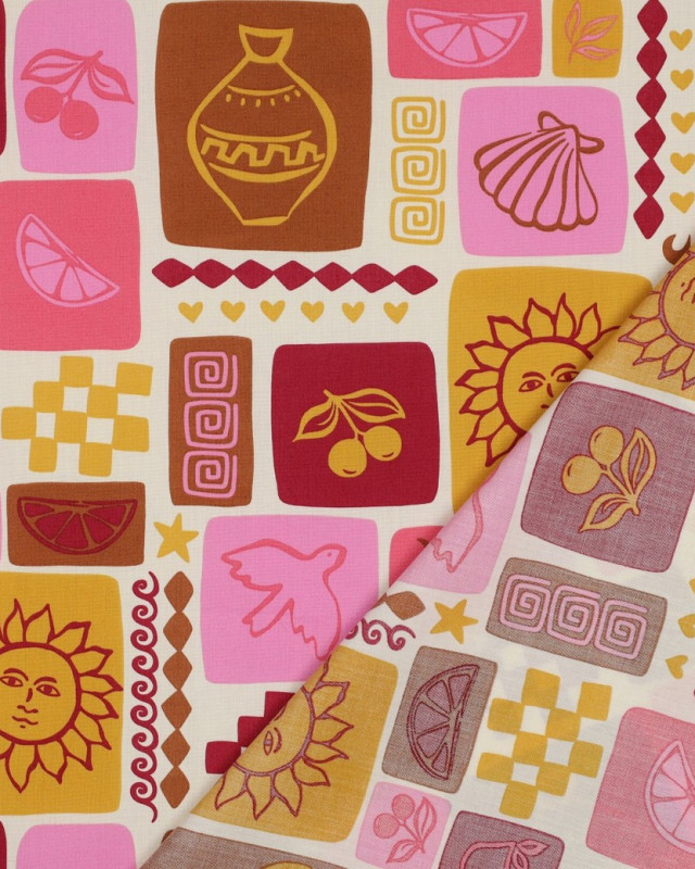 Popeline de Coton Summer Patchwork Ecru - Mercerine