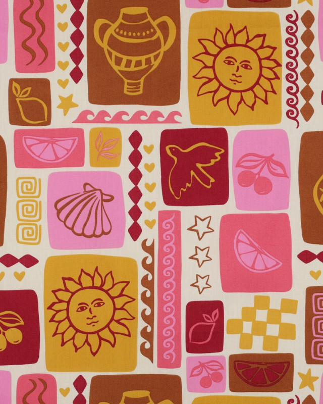 Popeline de Coton Summer Patchwork Ecru - Mercerine