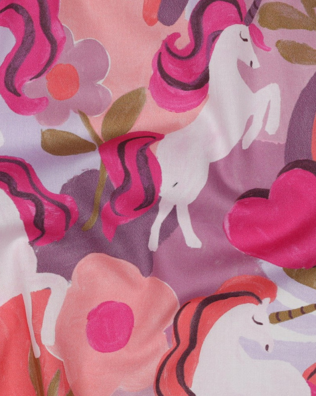 Popeline de Coton Licorne Rose - Mercerine
