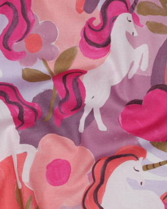 Popeline de Coton Licorne Rose - Mercerine