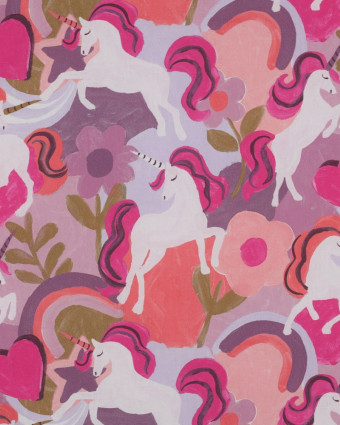 Popeline de Coton Licorne Rose - Mercerine