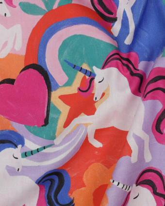 Popeline de Coton Licorne Multicolore - Mercerine