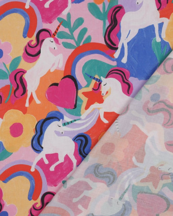 Popeline de Coton Licorne Multicolore - Mercerine