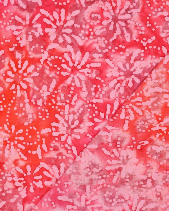 Coton Batik Aquarelle Floral Rose - Mercerine