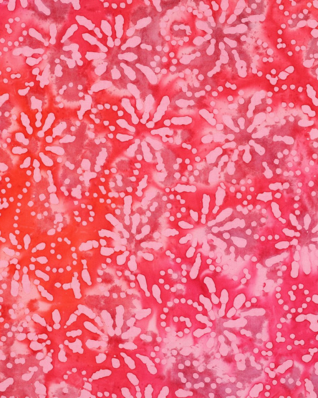 Coton Batik Aquarelle Floral Rose - Mercerine