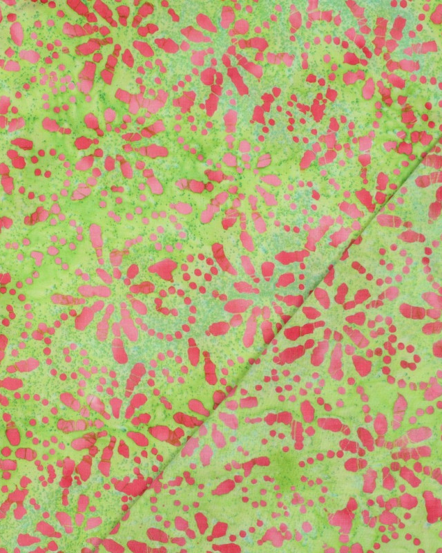 Coton Batik Aquarelle Floral  Vert - Mercerine