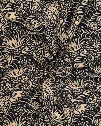 Coton Batik Indigo Motif Floral Indien - Mercerine