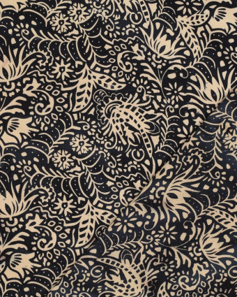 Coton Batik Indigo Motif Floral - Mercerine