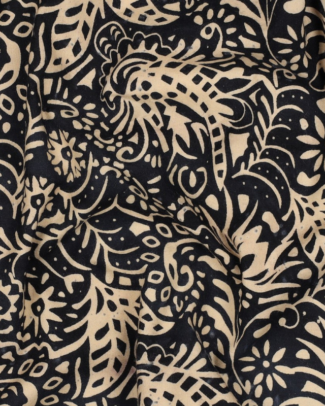 Coton Batik Indigo Motif Floral - Mercerine