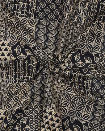 Coton Batik Bleu Marine Patchwork - Mercerine