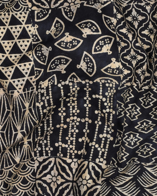 Coton Batik Bleu Marine Patchwork - Mercerine
