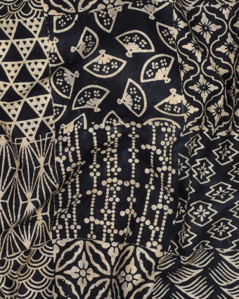 Coton Batik Bleu Marine Patchwork - Mercerine