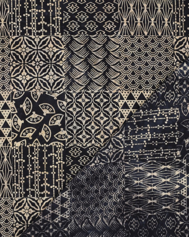 Coton Batik Bleu Marine Patchwork - Mercerine