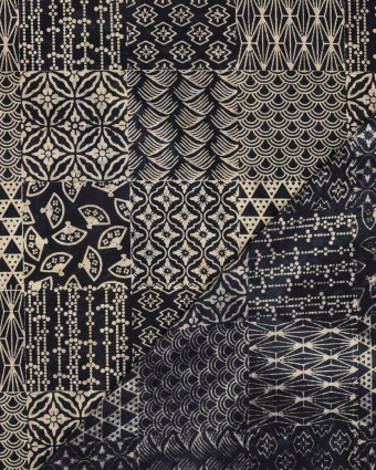 Coton Batik Bleu Marine Patchwork - Mercerine