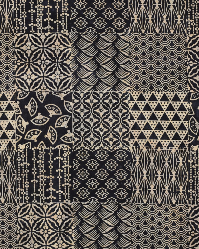 Coton Batik Bleu Marine Patchwork - Mercerine