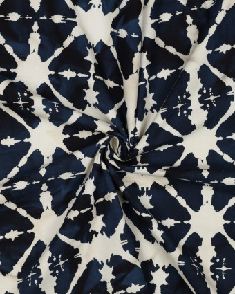 Coton Batik Bleu Marine Motif Abstrait - Mercerine