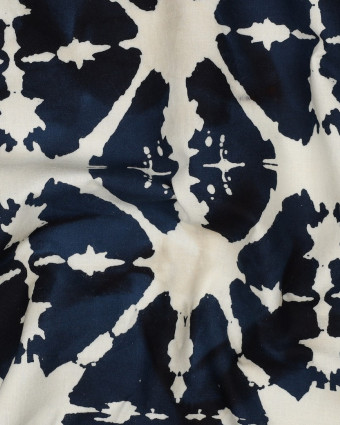 Coton Batik Bleu Marine Motif Abstrait - Mercerine