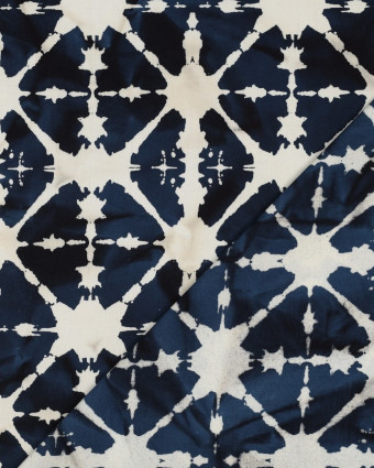 Coton Batik Bleu Marine Motif Abstrait - Mercerine