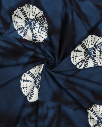 Coton Batik Bleu Marine Motif Ethnique Cercle - Mercerine
