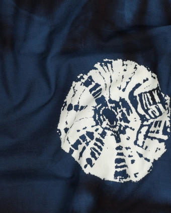 Coton Barik Bleu Marine Motif Ethnique Cercle - Mercerine