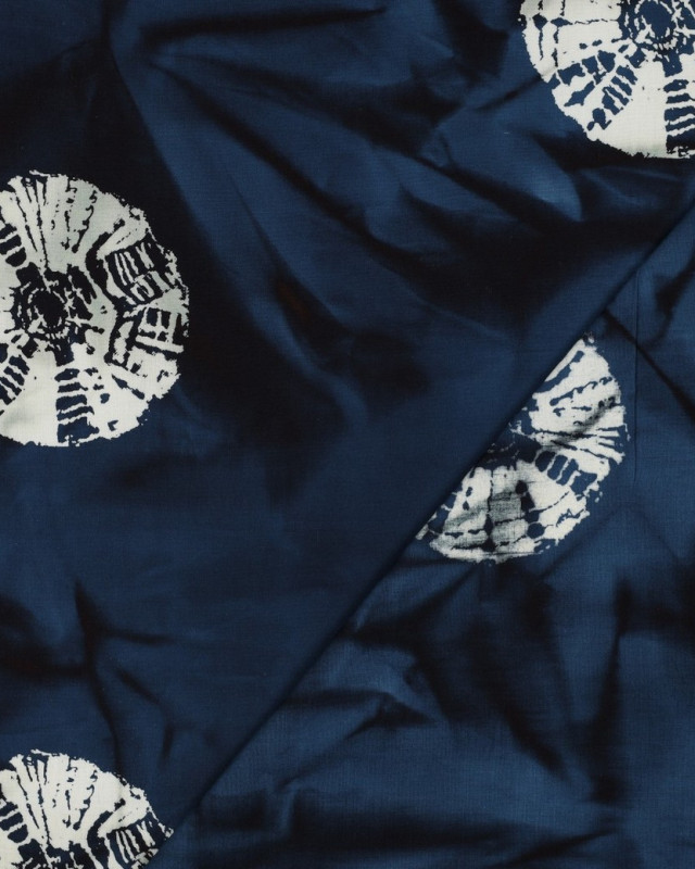 Coton Barik Bleu Marine Motif Ethnique Cercle - Mercerine