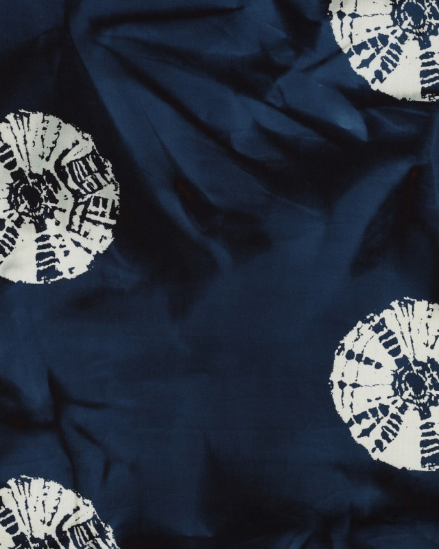 Coton Barik Bleu Marine Motif Ethnique Cercle - Mercerine