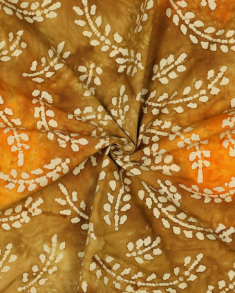 Coton Batik Ocre Motif Epis de Blé  - Mercerine