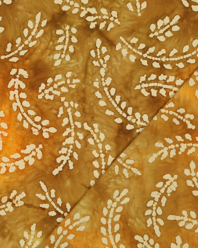 Coton Batik Ocre Motif Epis de Blé  - Mercerine