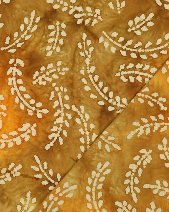 Coton Batik Ocre Motif Epis de Blé  - Mercerine