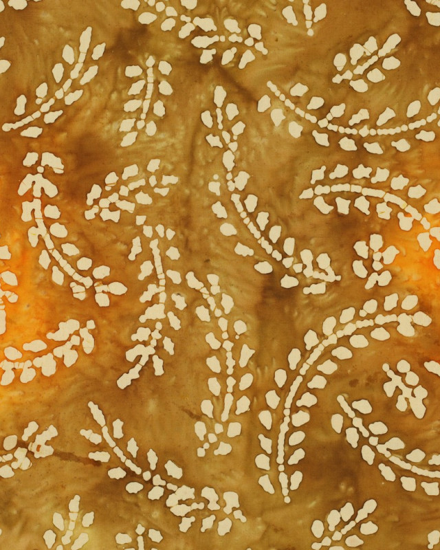 Coton Batik Ocre Motif Epis de Blé  - Mercerine