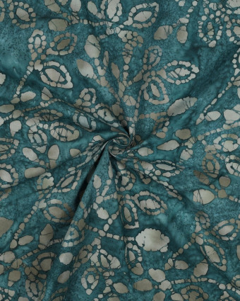 Coton Batik Motif Floral Bleu Vert - Mercerine