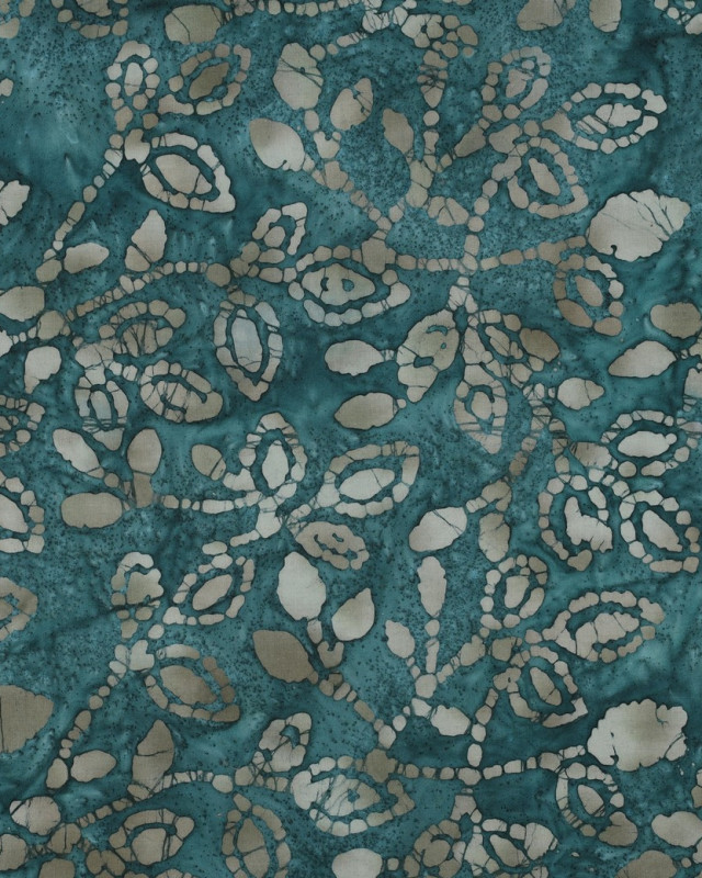 Coton Batik Motif Floral Bleu Vert - Mercerine
