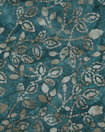 Coton Batik Motif Floral Bleu Vert - Mercerine