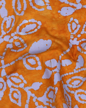 Coton Batik Motif Floral Orange  - Mercerine