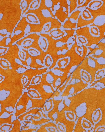 Coton Batik Motif Floral Orange  - Mercerine