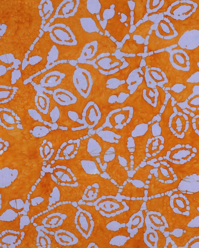 Coton Batik Motif Floral Orange  - Mercerine