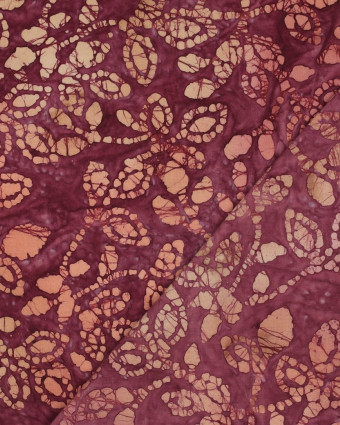 Coton Batik Motif Floral Aubergine - Mercerine