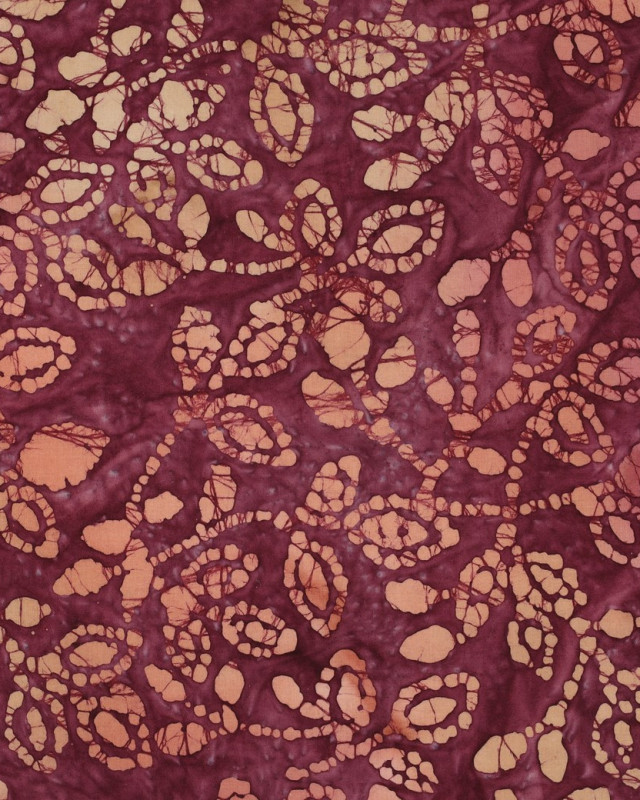 Coton Batik Motif Floral Aubergine - Mercerine